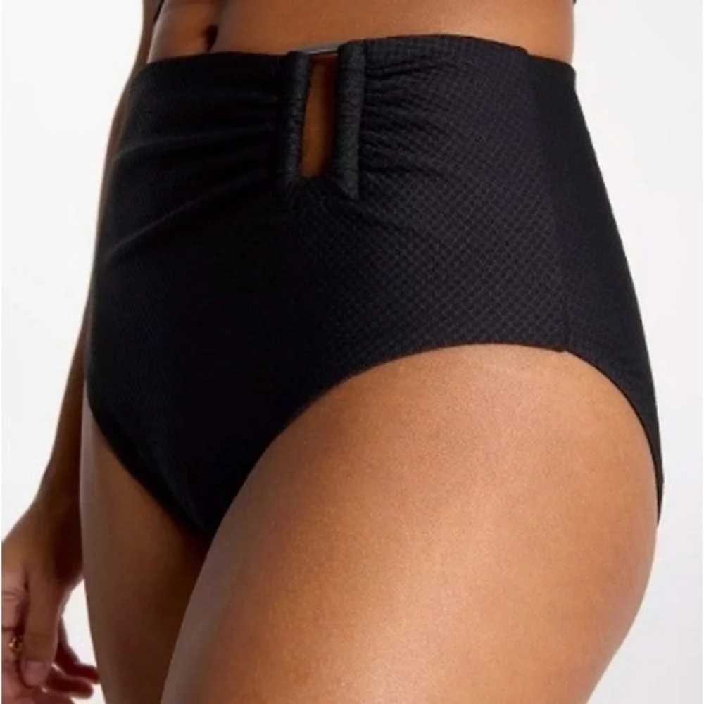 CALIA Womens Asymetrical Rectangle Trim Swim Bottom Beach Wear Black Sz XXL NWT‎